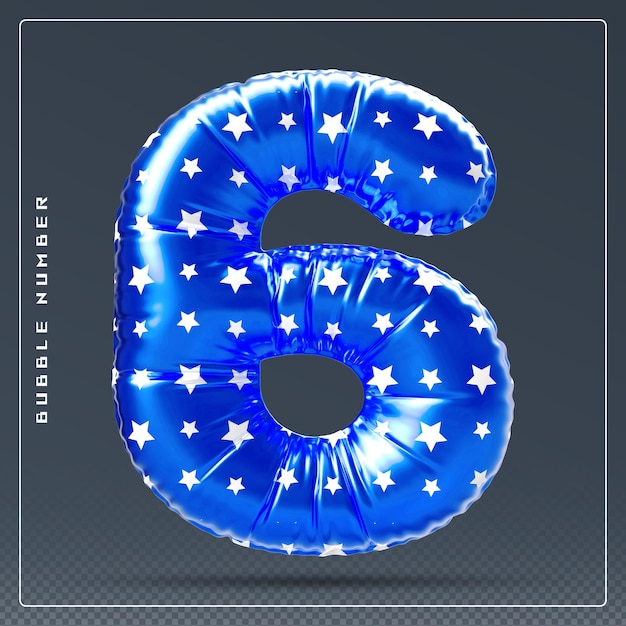 PSD bubble blue number 6