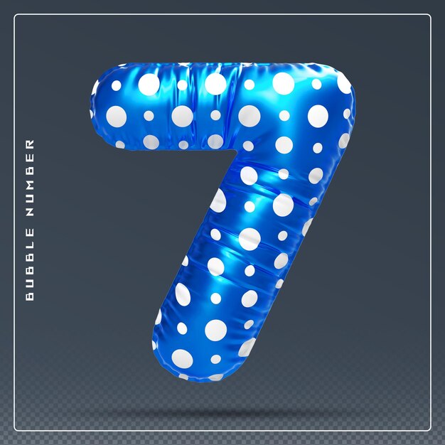 PSD bubble blue number 7