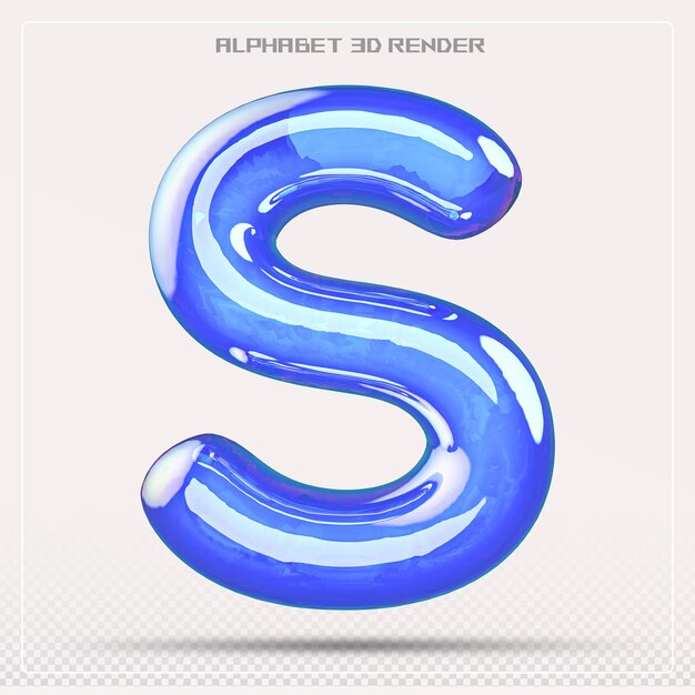 Bubble bokstav S font gradient Alfabet 3D-rendering