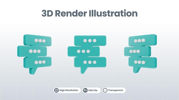 Bubble chat talk discussie over transparante achtergrond 3d illustratie