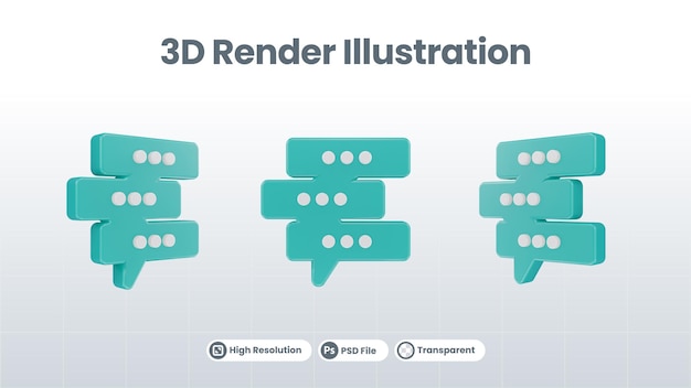 bubble chat talk discussion on transparent background 3d illustration