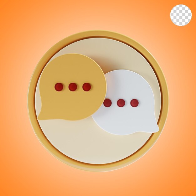 PSD bubble chat with round background 3d icon