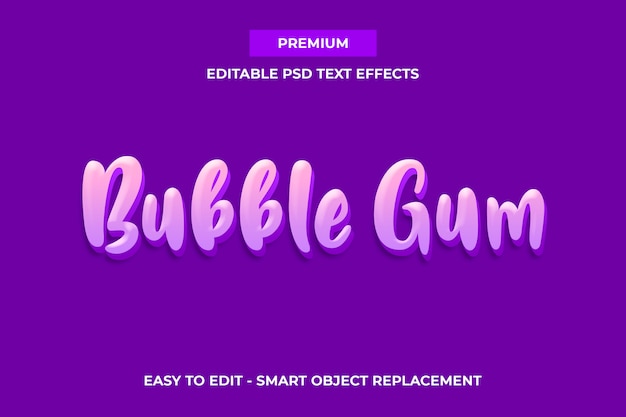 PSD bubble gum - сладкий цвет премиум шаблон текстовых эффектов