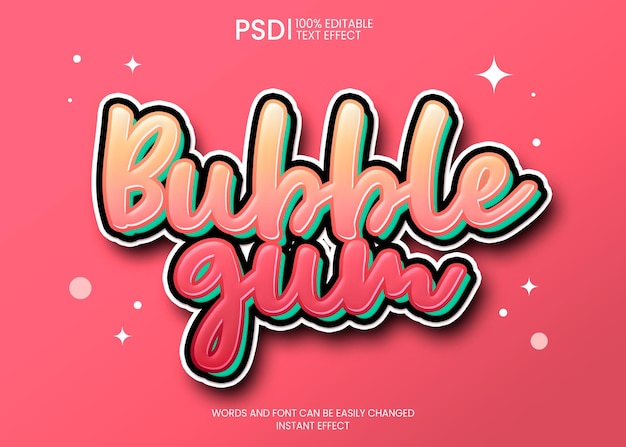 PSD bubble gum text effect