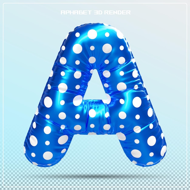 Bubble letter A lettertype blauw Alphabet 3d render