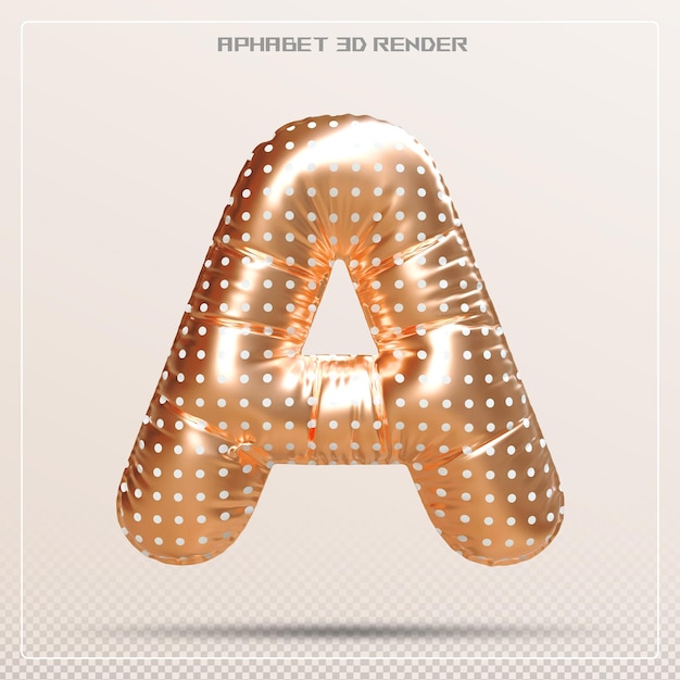 Bubble letter A lettertype goud Alphabet 3d render