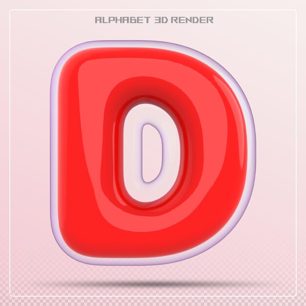 bubble letter D font rad Alphabet 3d render