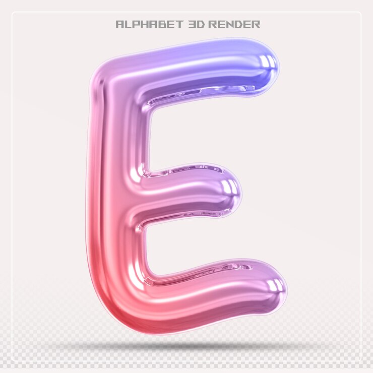 PSD バブル文字eフォントグラディエント アルファベット 3dレンダリング