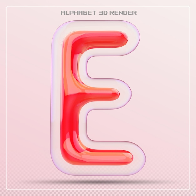 PSD bubble letter e font rad alphabet 3d render