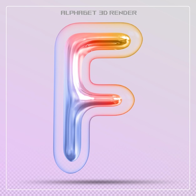 PSD bubble letter f font gradient alphabet 3d render