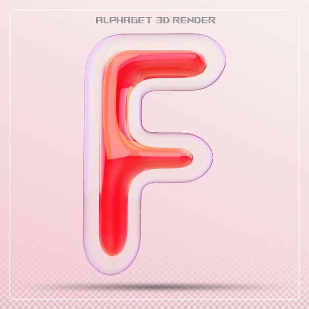 PSD bubble letter f font rad alphabet 3d render