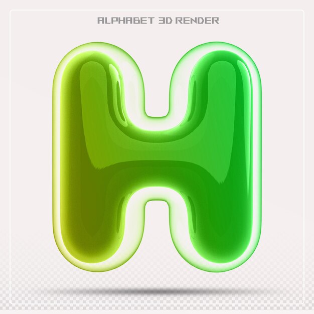 PSD bubble letter h font gradient alphabet rendering 3d