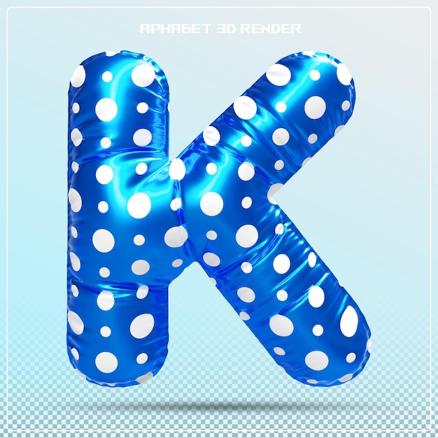 PSD bubble letter k lettertype blauw alphabet 3d render