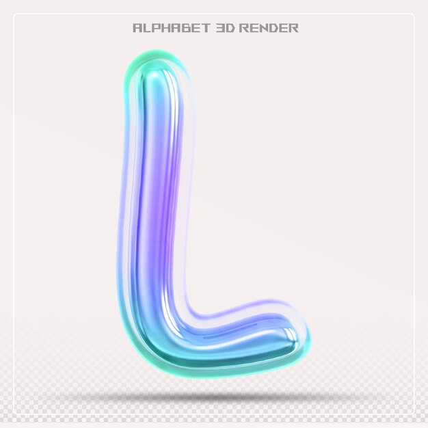 bubble letter l font gradient alphabet 3d render