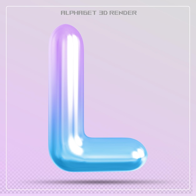 bubble letter l font gradient alphabet 3d render