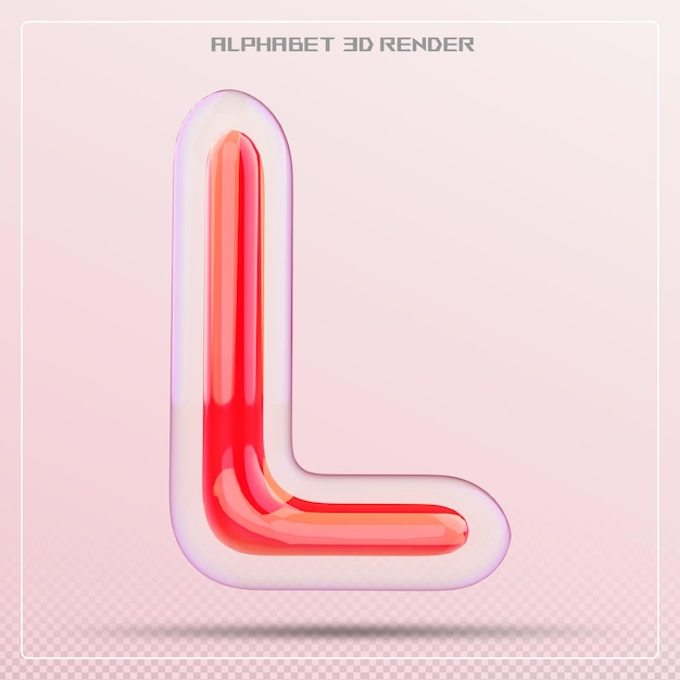 PSD bubble letter l font rad alphabet 3d render