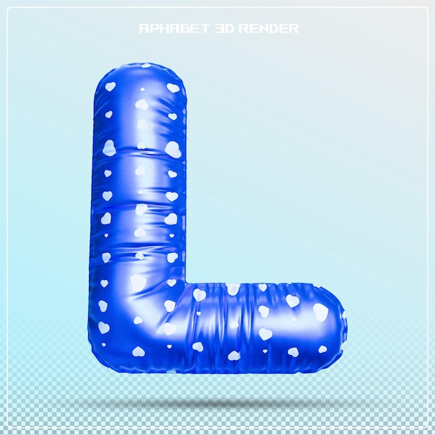 PSD bubble letter l lettertype blauw alphabet 3d render