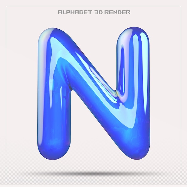 Bubble letter N font gradient Alphabet 3d render