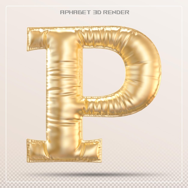 PSD bubble letter p font gouden weergave