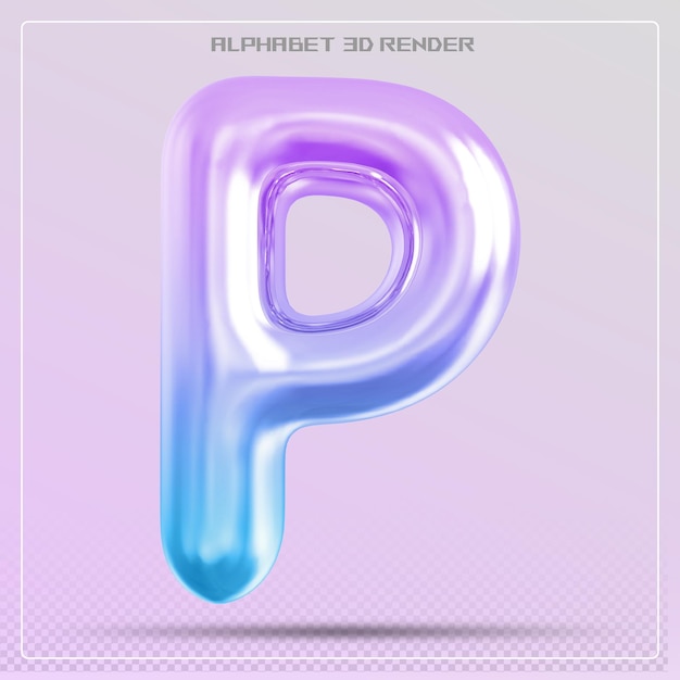 Bubble letter P lettertype verloop Alfabet 3d render