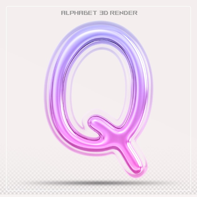 PSD bubble letter q font gradient alphabet rendering 3d