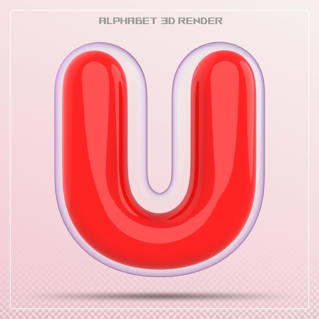 Bubble letter u font rad alphabet 3d render