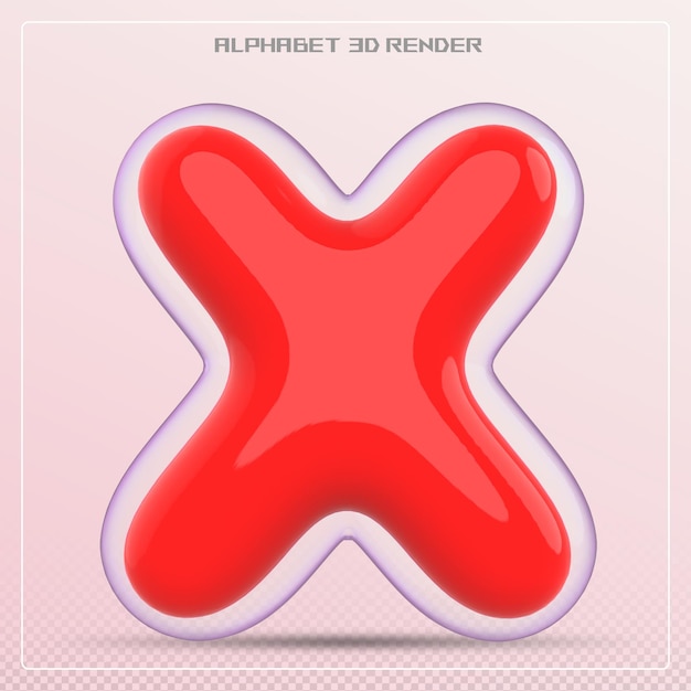 bubble letter X lettertype rad Alfabet 3d render