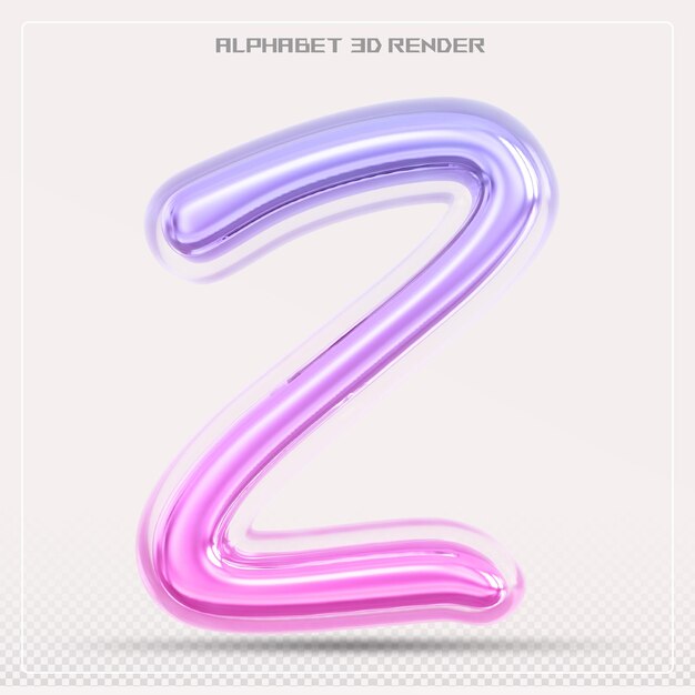 Bubble letter Z font gradient Alphabet 3d render