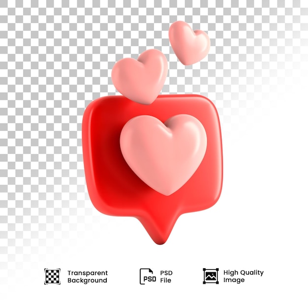 PSD bubble love heart 3d social media icon