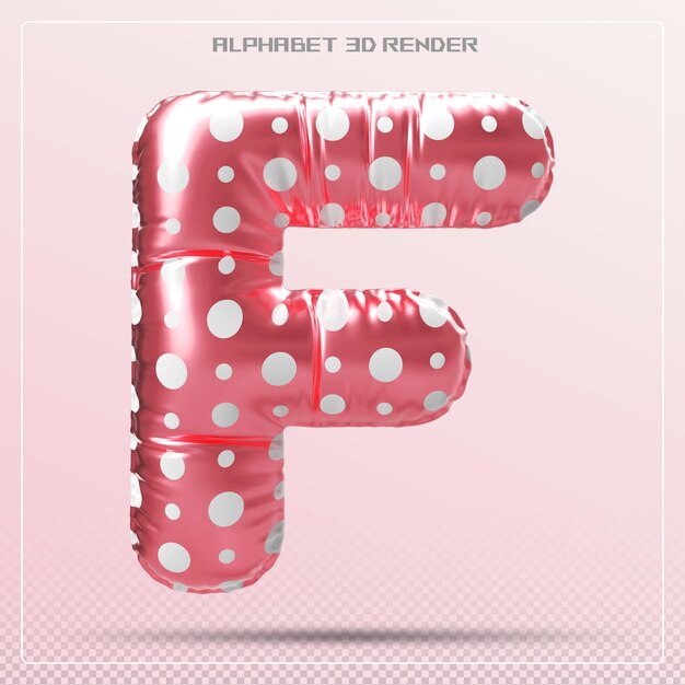 PSD bubble pink letter f font alphabet rendering 3d