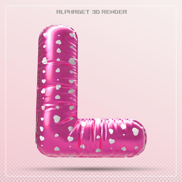 PSD bubble pink letter l font alphabet love pink