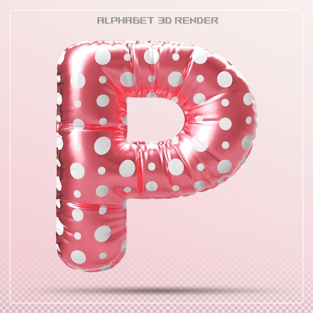 Bubble pink letter p font alphabet 3d render