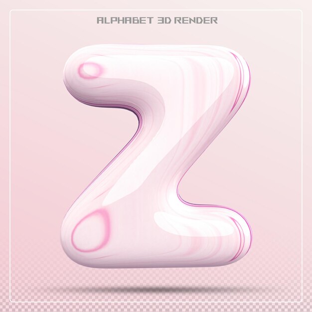 bubble pink letter z font alphabet 3d render