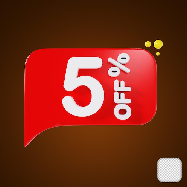 Bubble Red with 5 Percent Discount 3d illustration