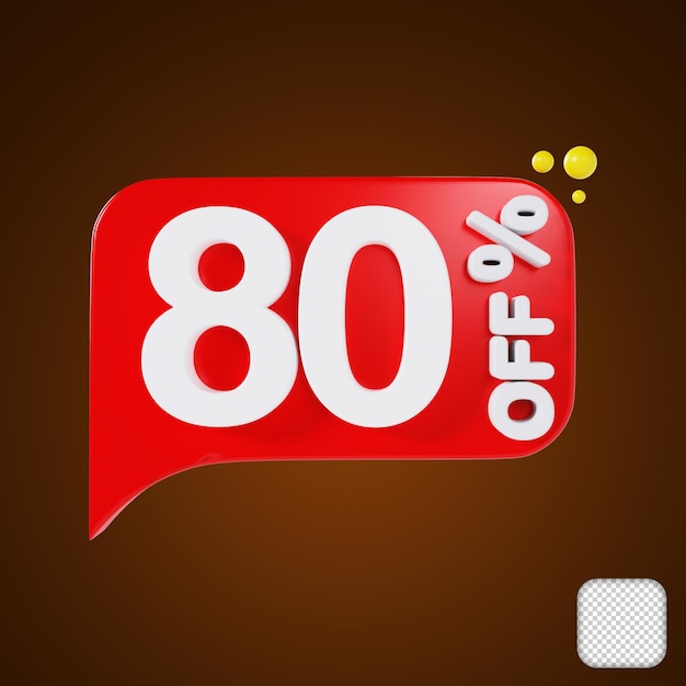 Bubble Red with 80 Percent Discount 3d illustration