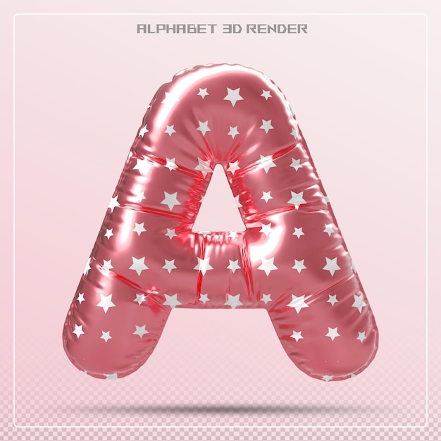 Bubble roze letter A lettertype Alphabet 3d render