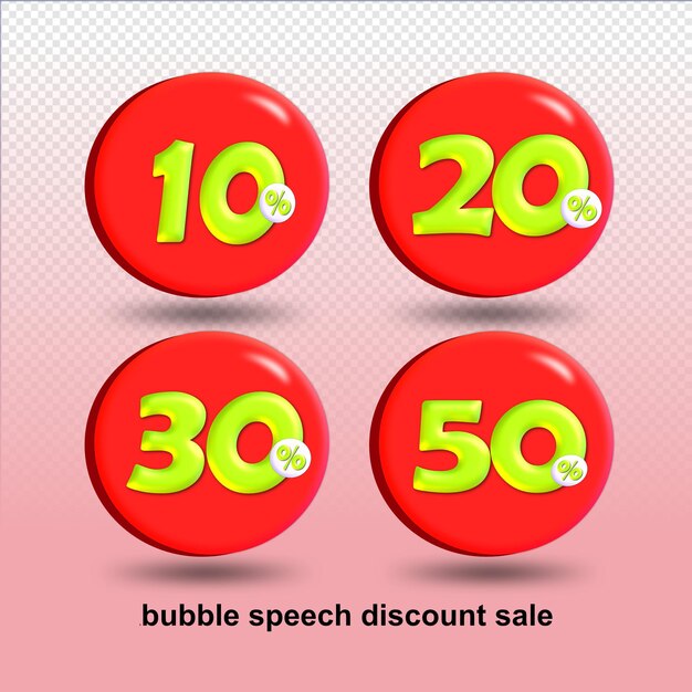 bubble speech sale discount vector color red , yellow 10, 20, 30, 50