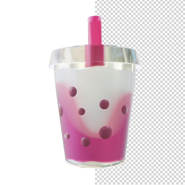 PSD bubble tea 3d boba melk geïsoleerd met transparante achtergrond