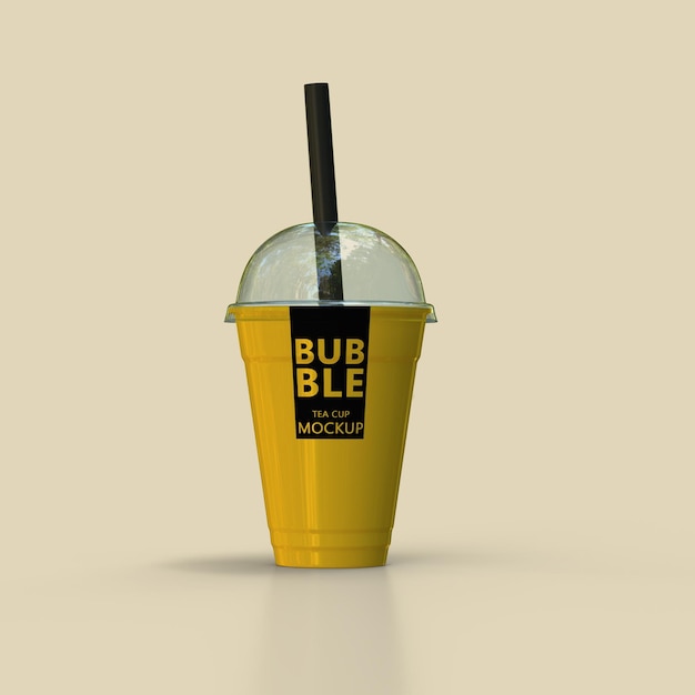 Bubble tea cup psd mockup