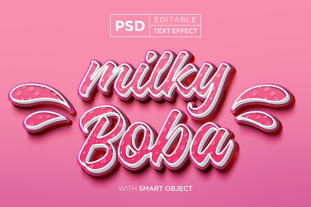 Mockup di font tipografia 3d effetto testo modificabile bubble tea