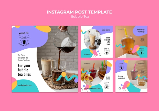 PSD bubble tea instagram post sjabloonontwerp