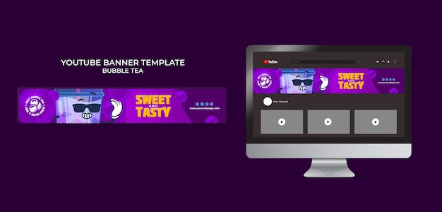 PSD bubble tea template design