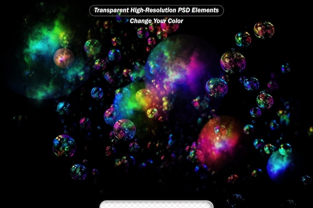 PSD bubbles isolated on black background