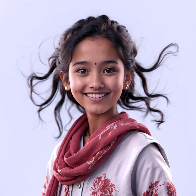 PSD bubbly nepali girl z wyskakującym wyrazem twarzy