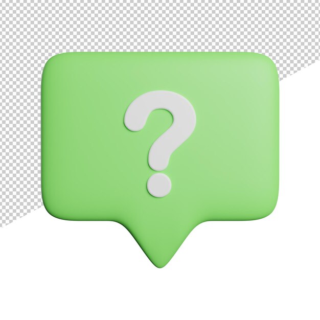 buble chat question front view 3d rendering icon illustration on transparent background