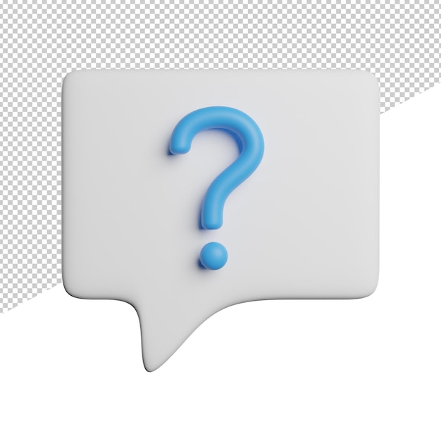buble chat question front view 3d rendering illustration on transparent background