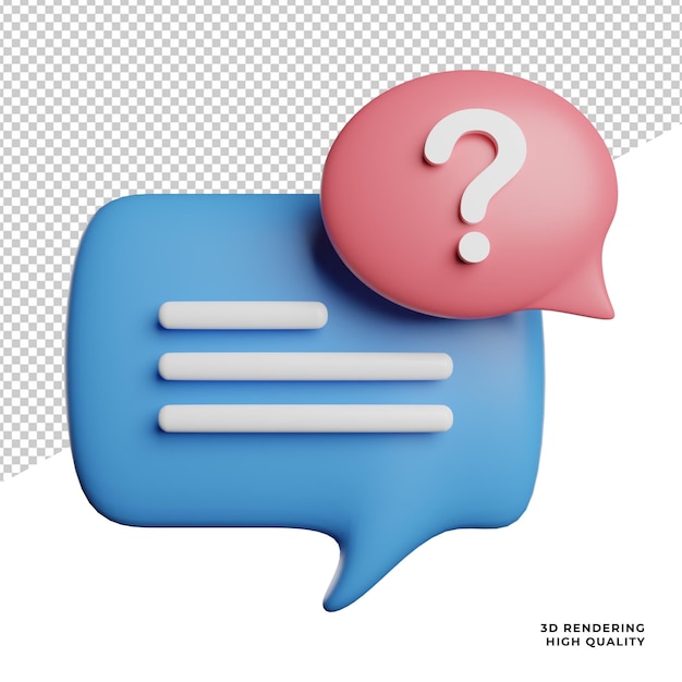 Buble Speech Question front view icon 3d rendering illustration wit transparent background