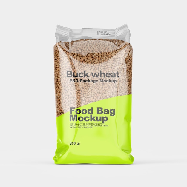 PSD buck wheat food bag packaging mockup 2
