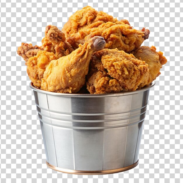 PSD bucket of fried chicken isolated on transparent background