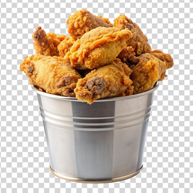 Bucket of fried chicken isolated on transparent background